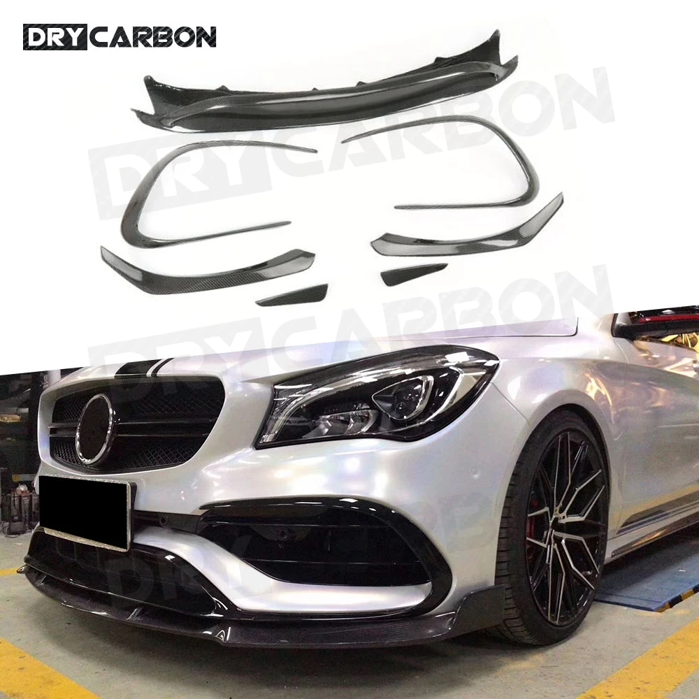 

For Benz CLA Class W117 CLA45 AMG 2016-2018 Carbon Fiber/ ABS Front Bumper Lip Spoiler Flap Canards Car Bumper Trim Cover