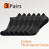 3 Pairs Men Boat Socks Breathable Mesh Cotton Non-Slip Sports Socks Thick Towel Bottom Athletic Cut Short Sokken Size 35-50