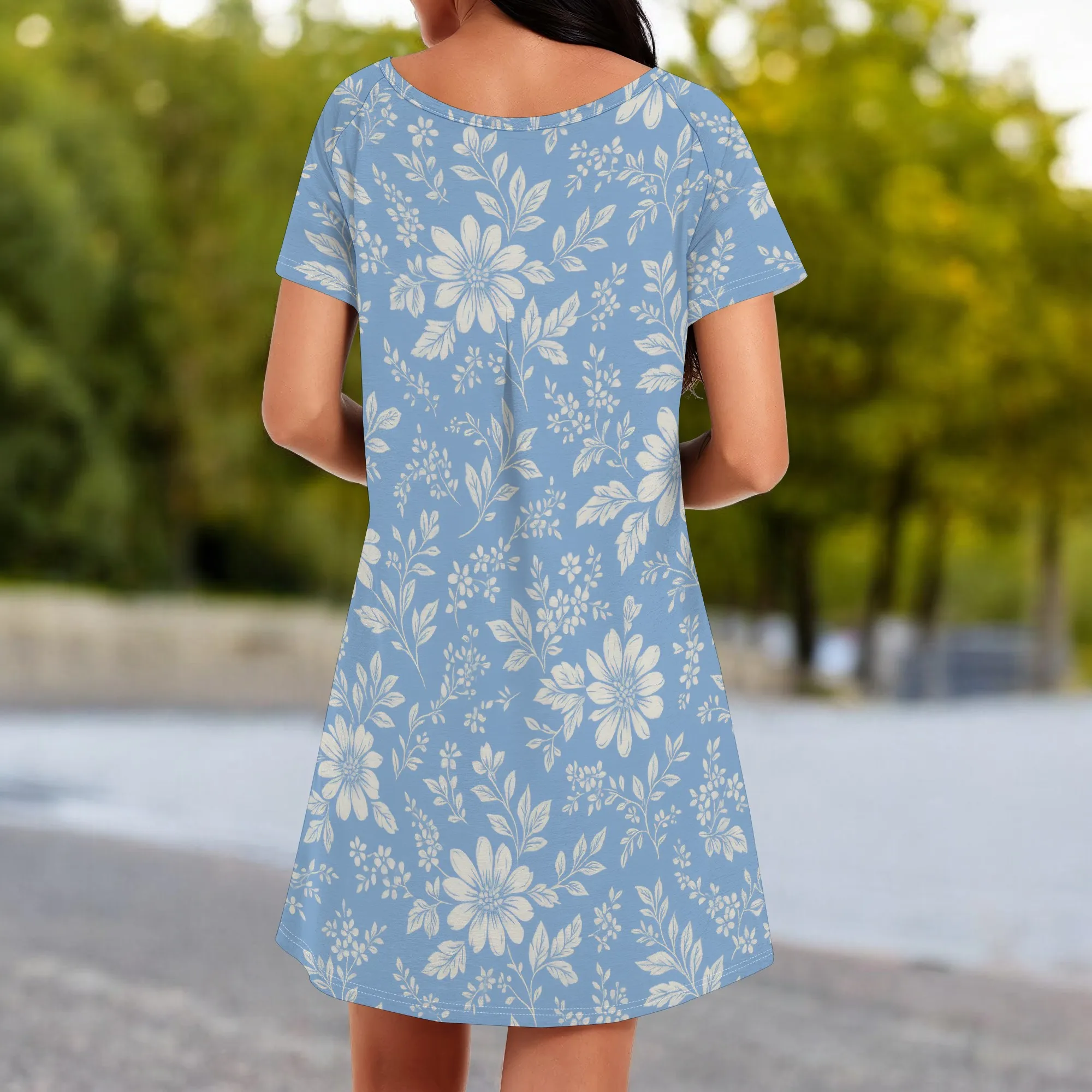 Abito casual da donna T-shirt Abiti estivi a maniche corte con tasche