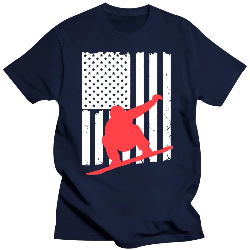 Men tshirt SNOWBOARDING USA AMERICAN FLAG  T Shirt women T-Shirt tees top