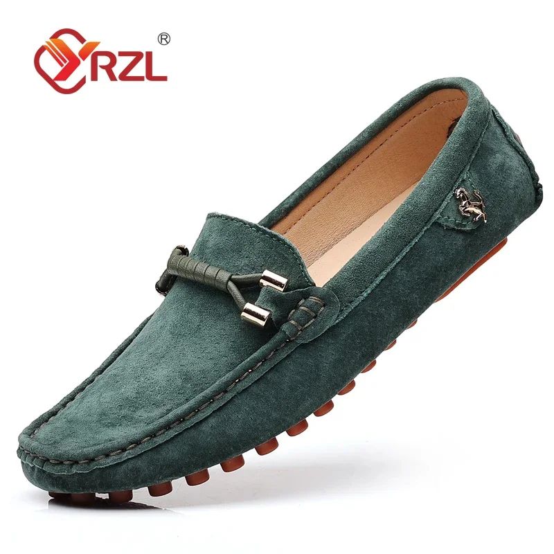 

YRZL Loafers Men Casual Fashion Suede Men Shoes Lightweight Soft Genuine Leather Moccasins Slip on Driving Shoes for Men Size 48