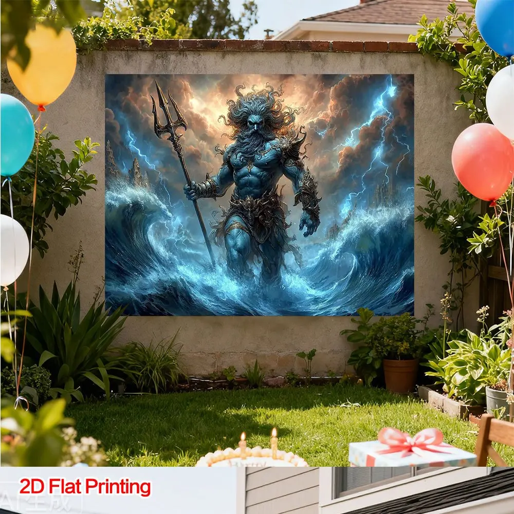 

Гобелен с изображением Посейдона, бога моря, настенный декор для спальни и гостиной, дизайн с мифологической силой океана