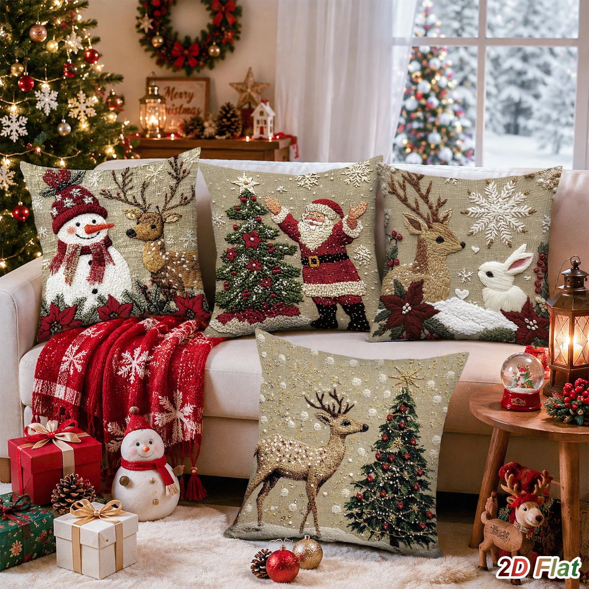 4pcs Christmas Pillow Covers Cute Snowman Santa Cushion Covers Merry Christmas Decor for Home 2026 Sofa Living Room Supplies