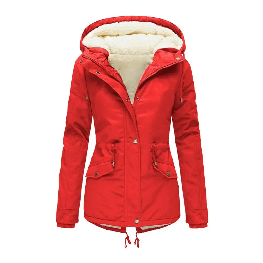 

Zipper Outdoor Jacket for Women Warm Windproof Waterproof Mountaineering Hooded Coat Autumn Winter Long Sleeve Solid Color Tops