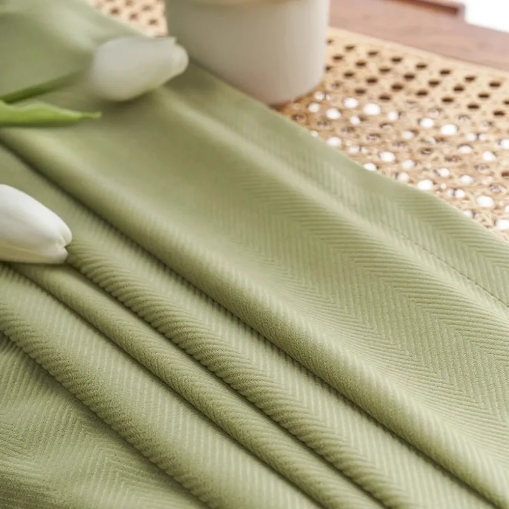 

Luxury Nordic Herringbone Matcha Green Blackout Velvet Curtains for Bedroom Living Room Bay Window Simple Modern Custom Drapes