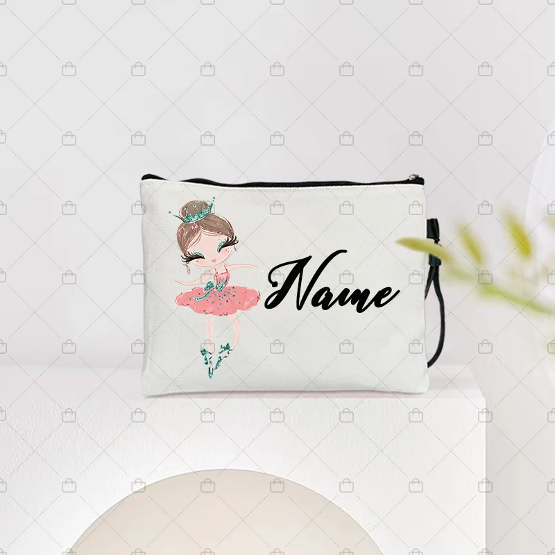 Ballet Cosmetic Bag, Nome Personalizado, Solteiro, Sacos De Batom, Artigos De Higiene Pessoal De Beleza, Organizador De Viagem, Bolsa De