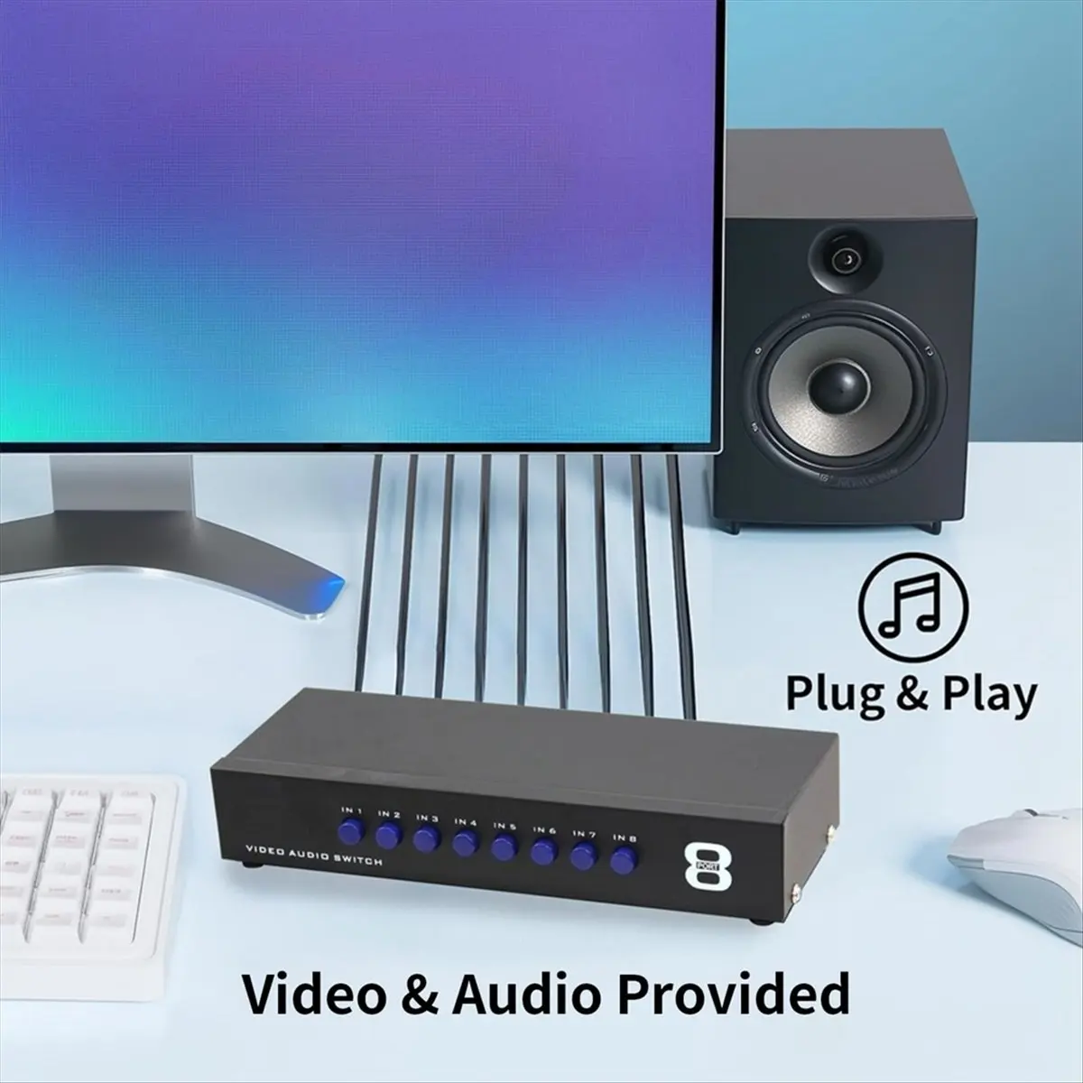 

*ESTR 8 Ports AV RCA Audio Video Switch 8in One Out AV Signal RCA Composite Switcher Selector Box for STB TV DVD Player HDTV