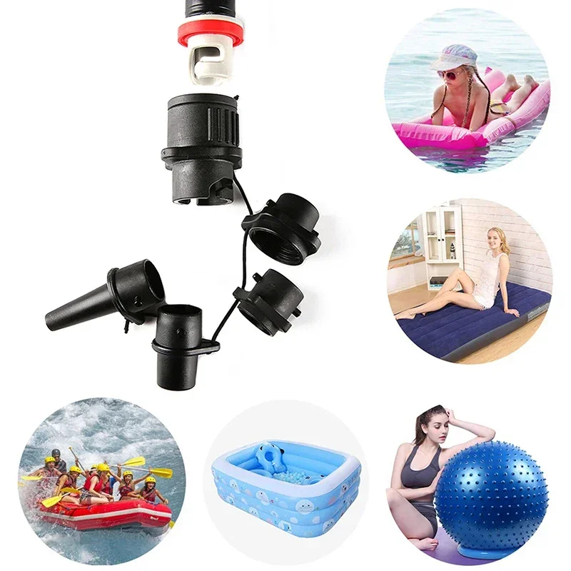 4 in1 Inflatable Boat Air Valve Adapter for Kayak Inflatable Beds Sup Boards Leak-proof Include 1*Air Pump Adapter 4*Air Nozzle