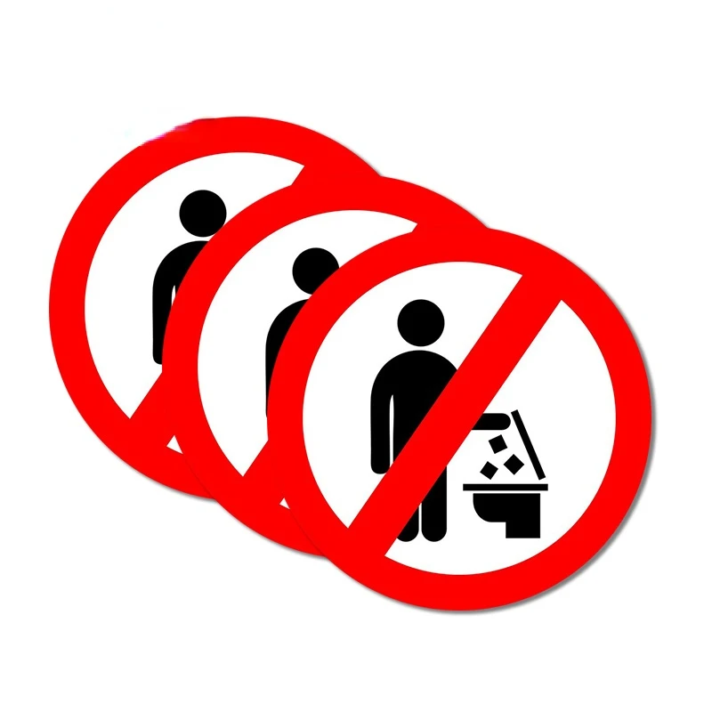 13x13cm Don't Throw Rubbish In The Toilet Sign Car Stickers Graffiti Decal Occlusion Scratch Scratch-Proof Wall Decorative