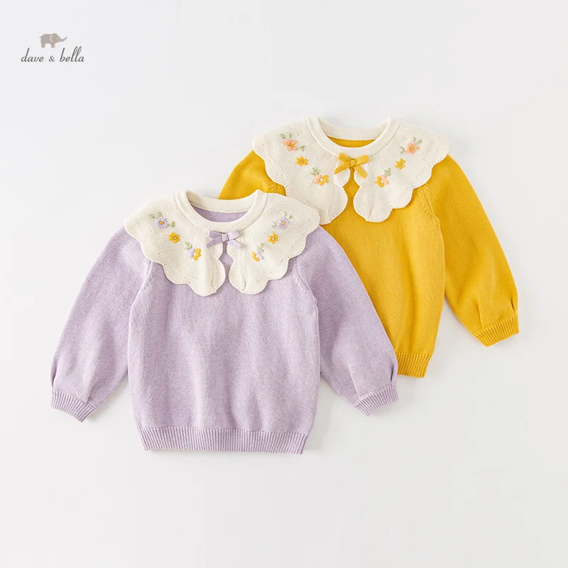 Dave Bella Autumn Girl's Baby Children Clothing Top Knitted Sweater Pullover Fashion Casual Cotton Cute Sweet DB4237943