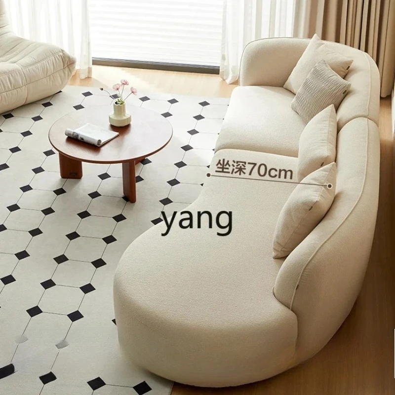 LMM  cream fabric curved sofa living room leisure sofa furniture
