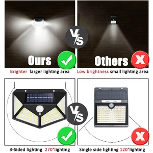 1/2/4/6 PCs 100 LED Wandleuchte Outdoor LED Solar Lampe PIR Sensor Bewegung Solar Energy Light Light Street für Gartendekoration 10 Hauptverkaufsdekoration von Garten verzaubert - №10