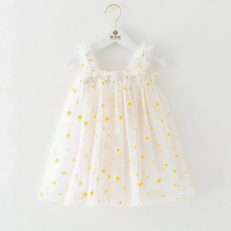 2024 New Baby Girl Dress Fashion Suspenders Embroidery Small Floral Sweet Cute Princess Dresses Birthday Girl Skirt Gift