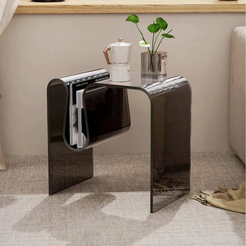 High transparent acrylic living room small coffee table bedroom bedside simple coffee table M-shaped side