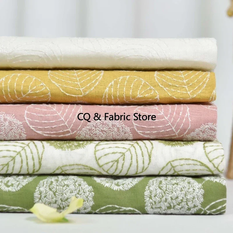 Japanese Ins Cotton Linen Embroidery Circle Cloth Handmade Diy Clothes Sofa Pillow Fabric Thick Linen