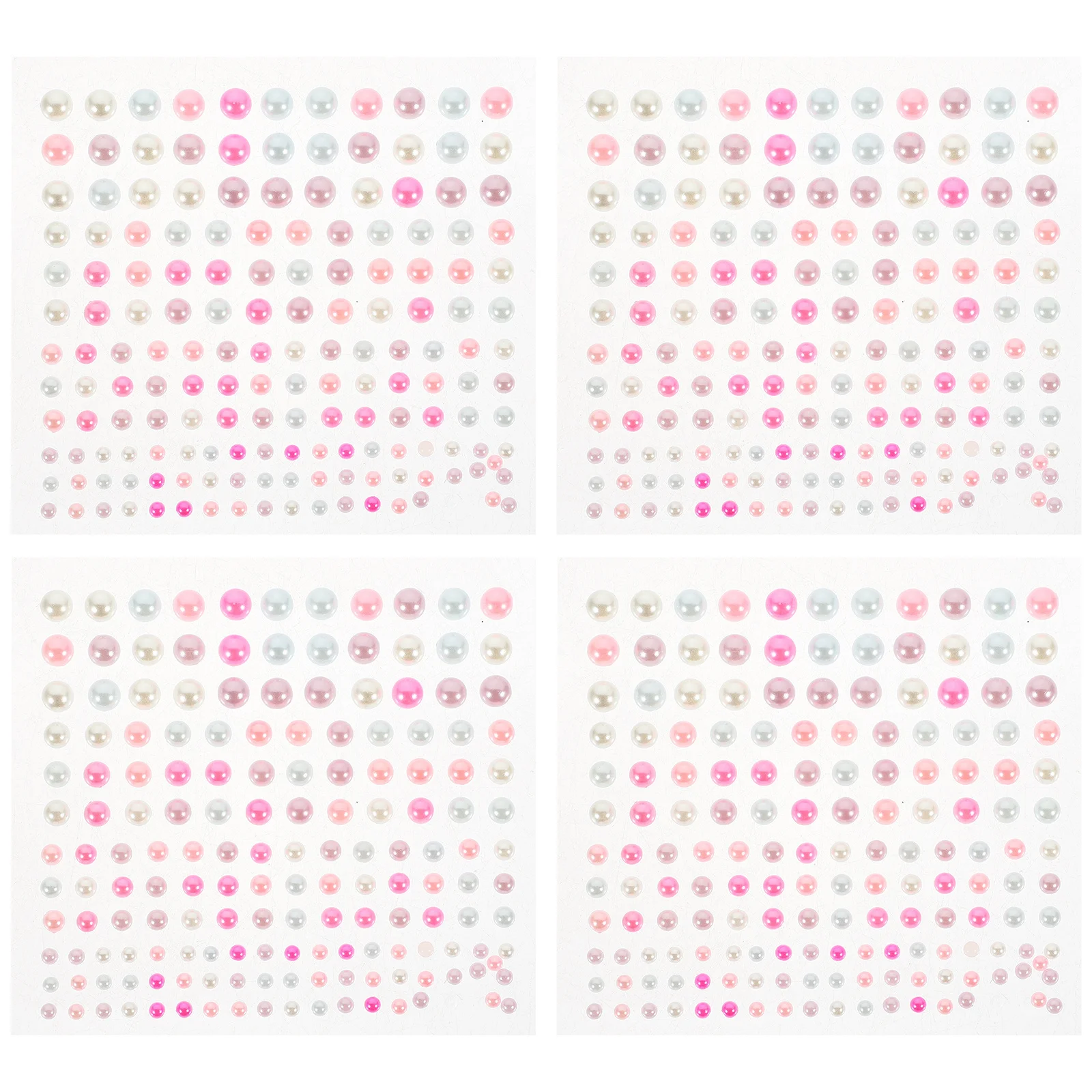 

4 Sheets Pearl Stickers Self Adhesive Craft Pearls Faux Embellishment for Makeup Face Art Nail Design DIY Decorative Decals