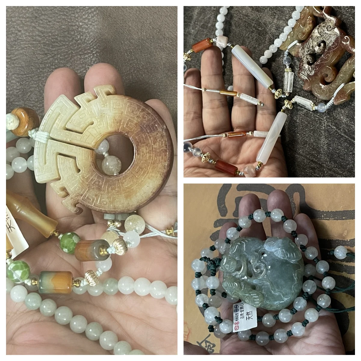 1pcs/lot Natural Ancient Jade Dragon Pendant Jade Bead Agate Bead Necklace Accessories Ethnic style jewelry Collectible