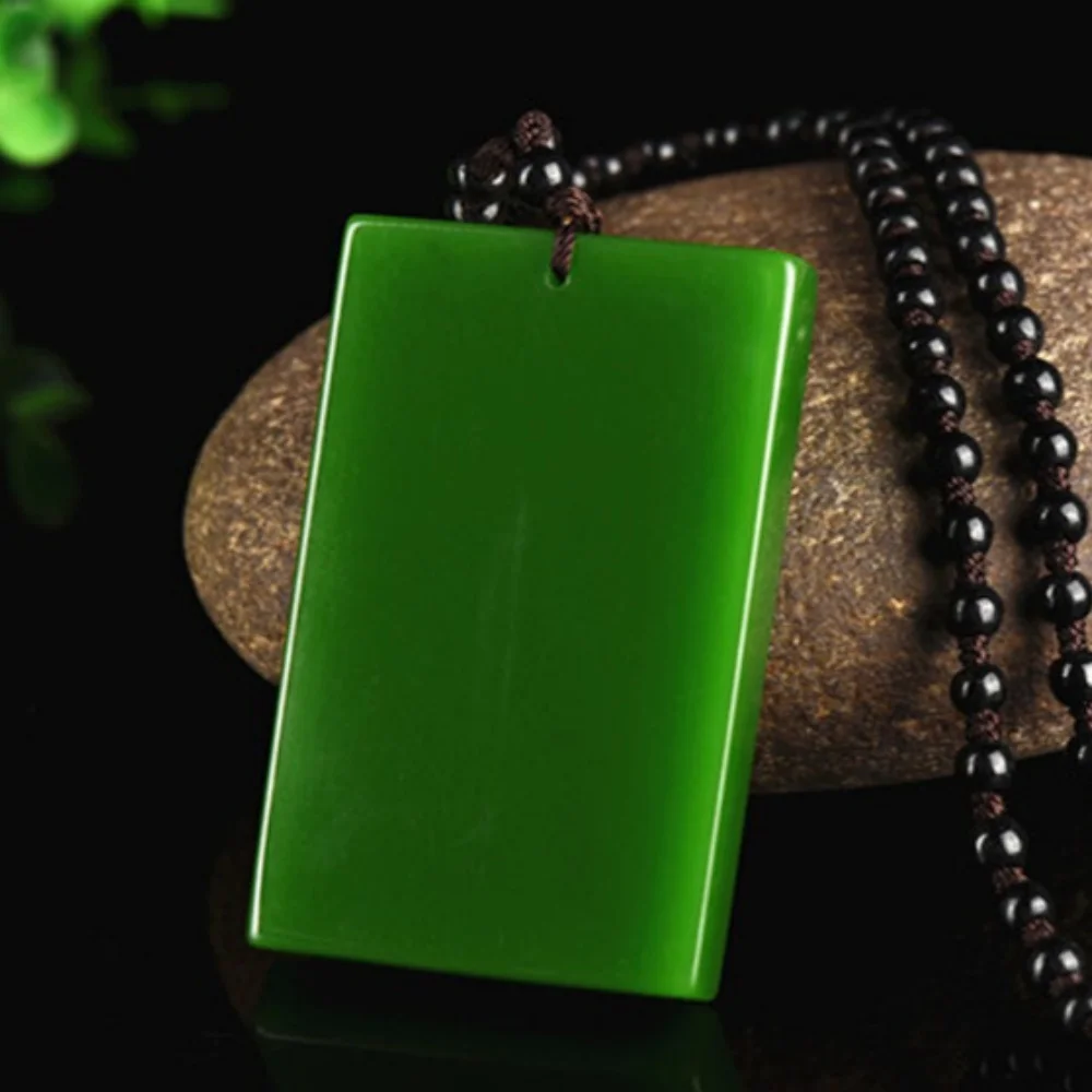 

Xinjiang Hetian Blue Jade Wordless Pendant Outer Mongolia Spinach Green Peace Pendant Imitation Jade Wushi Pendant