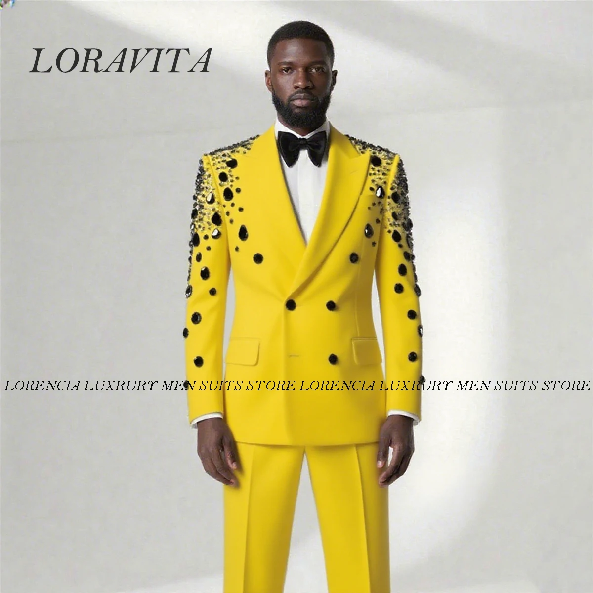 

Customized Beaded Gem Diamond Tuxedos Men Suits Slim Fit Male Party Prom Blazers 2 Pieces Sets 2025 Wedding Groom Costume Homme