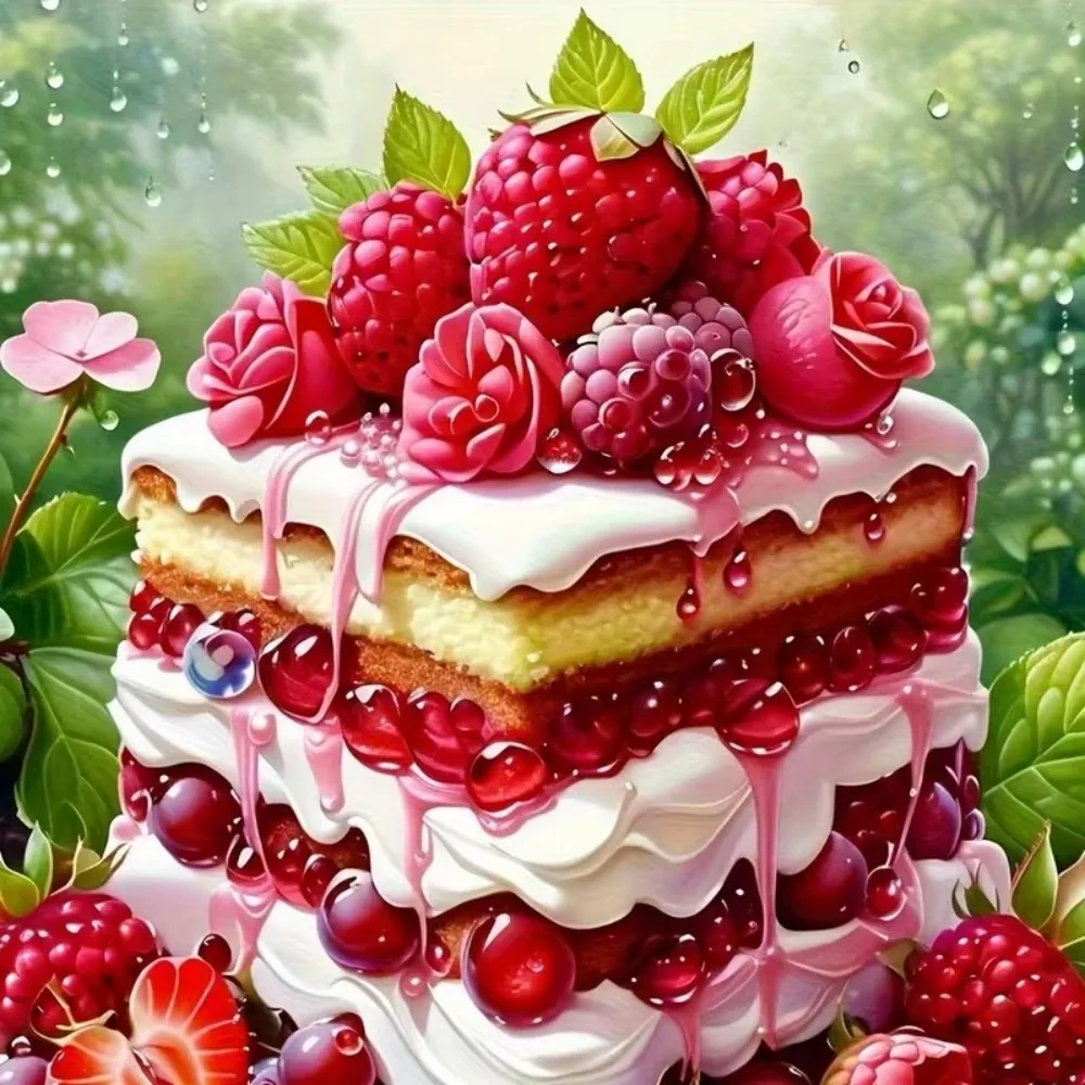 Adult Jigsaw Puzzle 500/1024 Pieces Puzzle Berry Cream Cake Dessert Paper Puzzle Decorative Painting Exercise Brain Thinking