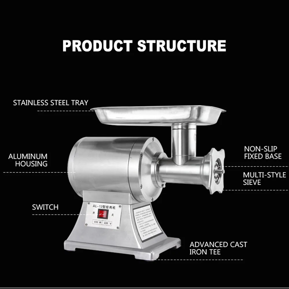 Moedor de carne comercial picador de aço inoxidável máquina de recheio de salsicha de carne máquina de picar carne