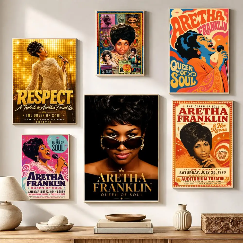 Music Singer Iconic Aretha Franklin Poster High-definition waterproof stickers, suitable for home décor,holiday decorations