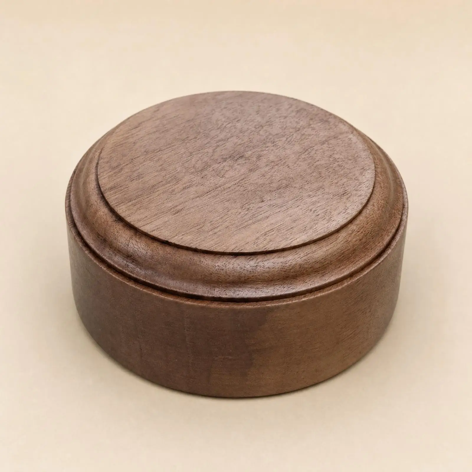 Vintage Walnut Wood Display Pedestal Round Riser for Decorative Figurine Shelf Altar Tabletop
