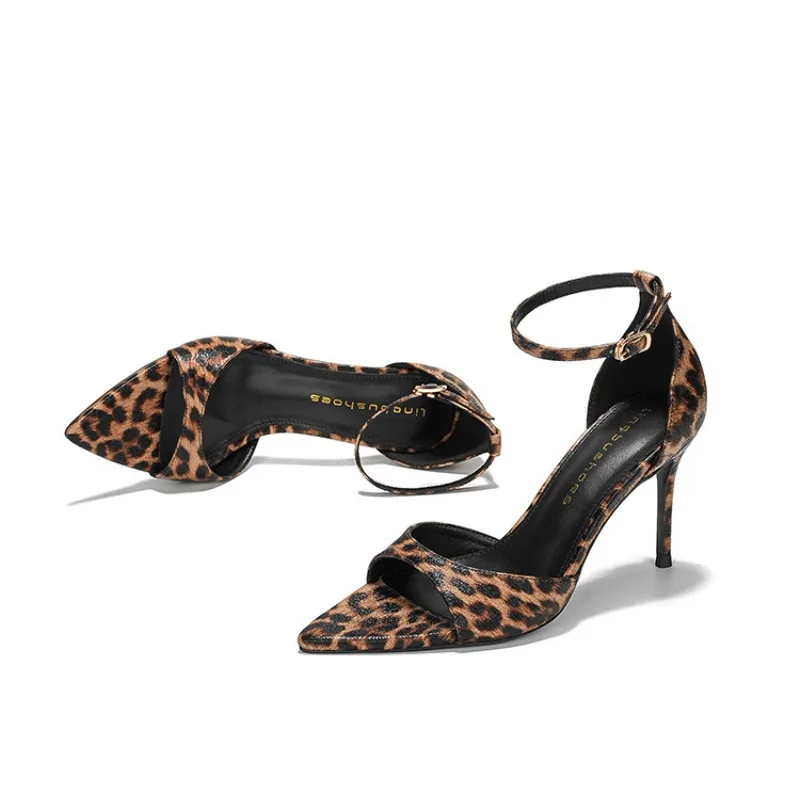 

New Women's Shoes Fashion Leopard Print High Heeled Sandals for Woman Sexy Nightclub Party Shoes Designer Shoes Sandalias Mujer