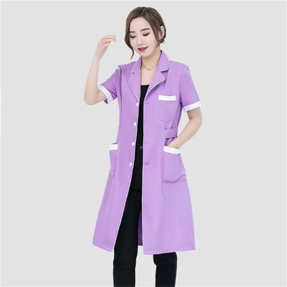 High quality Spa Uniforms Tattooist Work clothing Lab Coat Summer Purple Long Sleeve Beauty Salon Work Wear Scrubs Uniform New