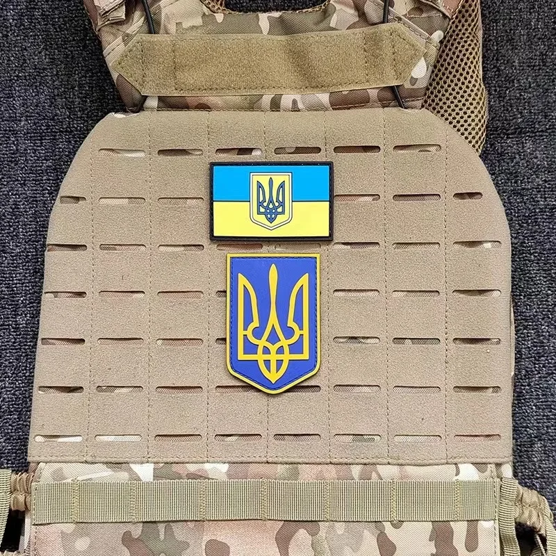 Ukraine Trident Embroidery Patch Backpack Hook and Loop Tactical Stickers Patches for Clothing Military Accessory Appliques