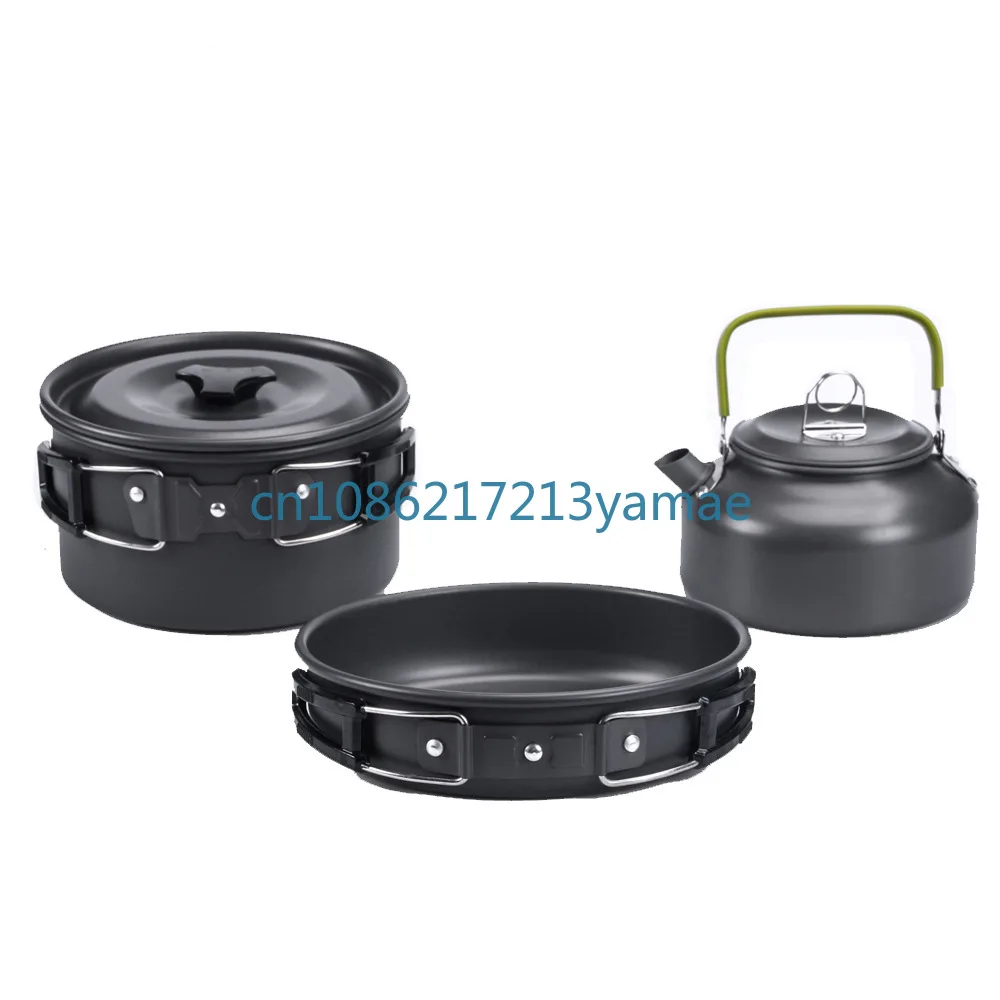 

Outdoor Supplies Outdoor Teapot Pot Set 2-3 People Portable Camping Pot Kettle Three-Piece Set