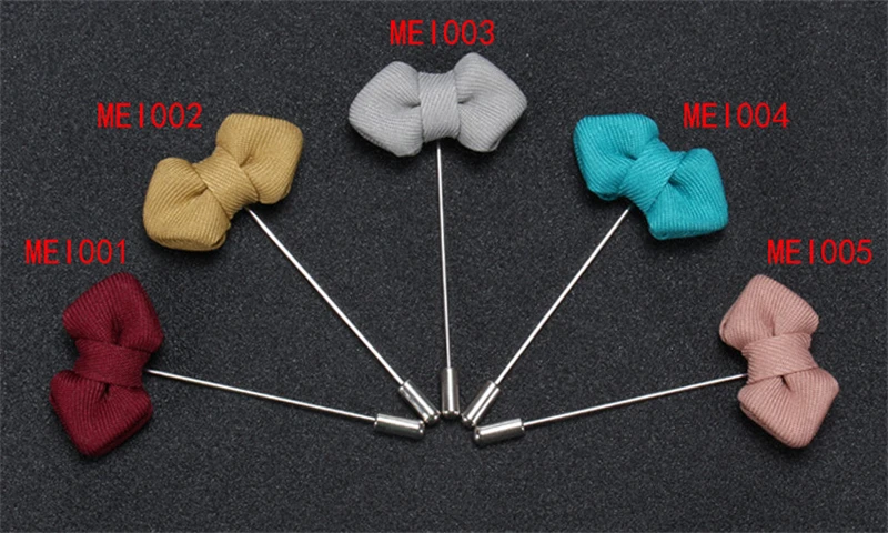 BoYuTe (10 Pieces/Lot) 10 Solid Colors Handmade Bowknot Insert Lapel Pin Fashion Men's Suit Brooches