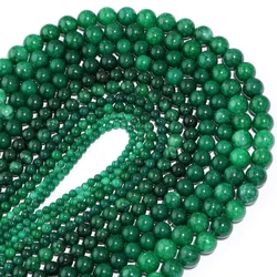 Natural Green Jade Stone Beads Round Gemstone Loose Bead for Jewelry Making DIY Bracelet Necklace Handmade Material 4/6/8/10/12m