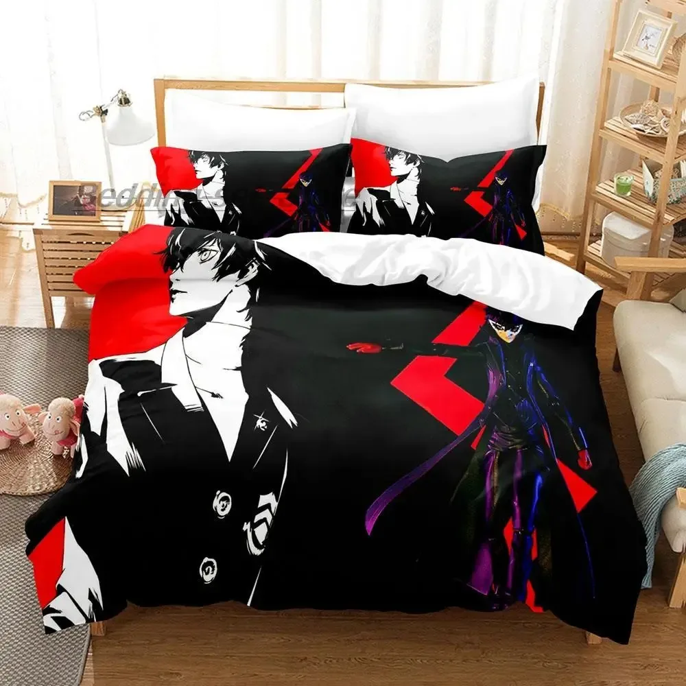 Persona 5 Bedding Set Single Twin Full Queen King Size Bed Set Aldult Kid Bedroom Duvetcover Sets 3D Print Anime bed sheet set