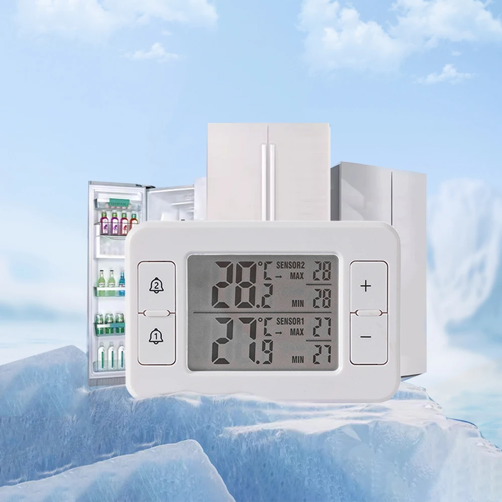 Household refrigerator cold storage electronic thermometer one tow two wireless transmission thermometer with alarm function