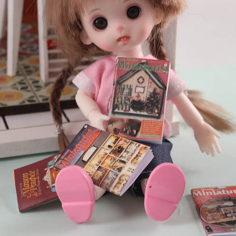 4pcs Dollhouse Miniature Itmes Comic Book Kids Collection Series Mini Model Family Magazine 1:12 1:6 Ob11 Doll House Accessories