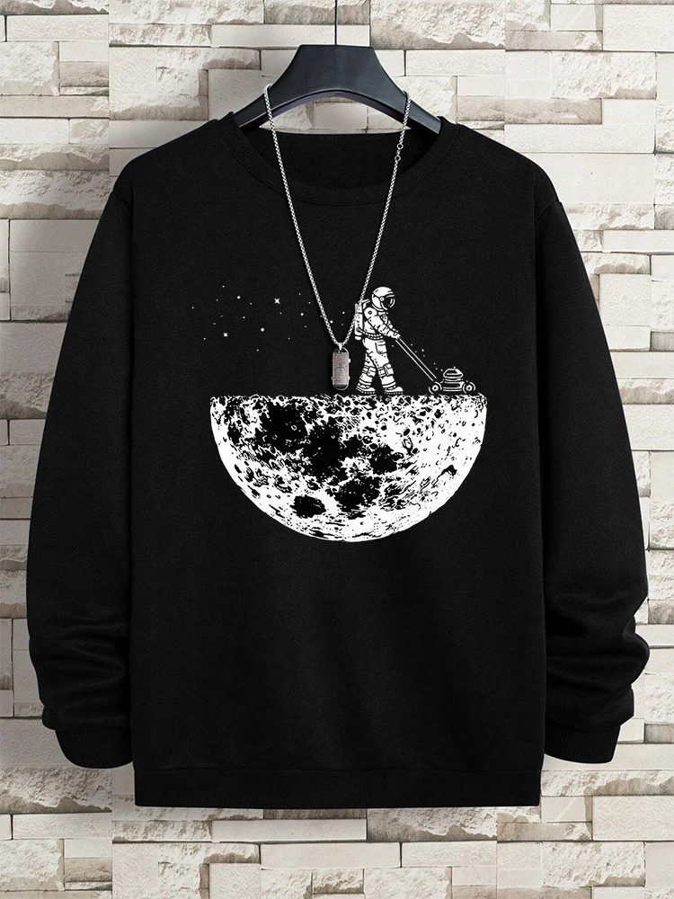 Astronauts Clean Up Moon Trash Menswear Hip Hop Fleece Sweatshirt Casual Fitness Autumn Pullovers Crewneck Warm Hoody Couple