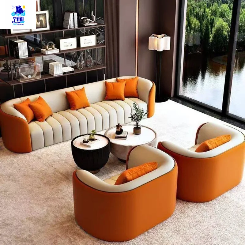 Small Apartment Living Room Light Luxury Sofa High-end Hotel Lobby Office Rest Area Meeting Guests Negotiation  A Complete S