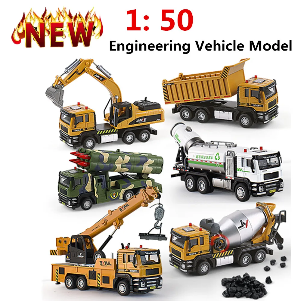 1:50  Simulation Engineering Vehicle Truck Dump Car Toys Car Model  Excavator Mixer Garbage Crane Children Toys Collectables