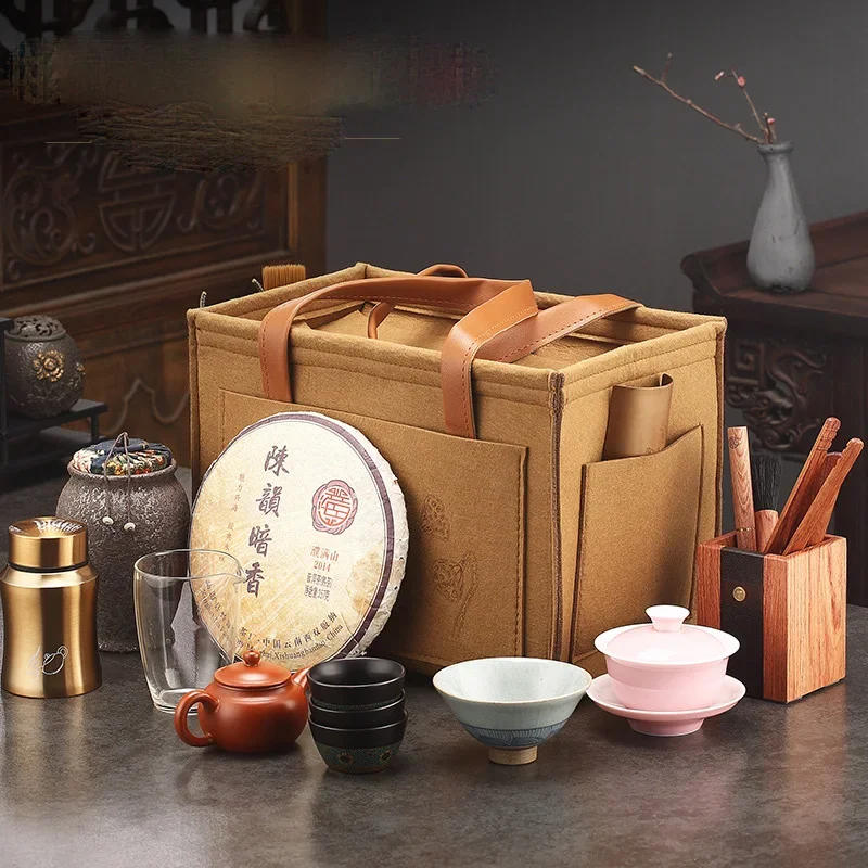 2024 Outdoor Travel Tea Set Storage Bag Portable Car Teapot Tea Cup Storage Bag Multi functional Storage Bag Tea Cozies LF395