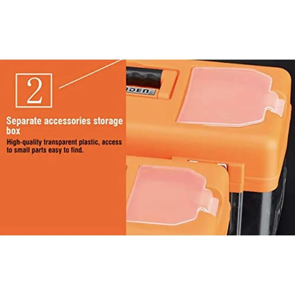 Heavy Duty Steel Toolbox Organizer Tray Ergo Handle Secure Latch Storage Box