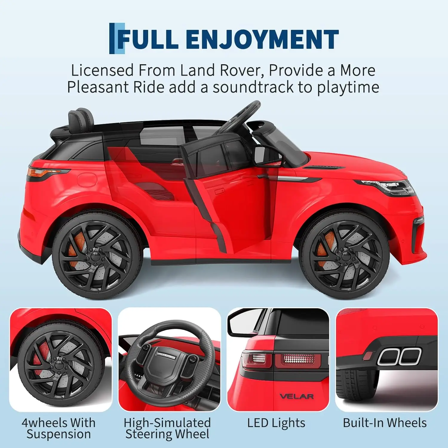 سيارة كهربائية 12 فولت، ركوب بمقعدين على سيارة للأطفال، مع جهاز تحكم عن بعد للوالدين وتشغيل قضيب السحب، وضع الروك، أضواء LED وMP3 #4