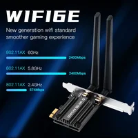 Adaptador Inalámbrico Fenvi 5374Mbps WiFi 6E PCIe, Bluetooth 5.3, Tarjeta de Red Tribanda 6G/5G/2.4G, MT7922 WiFi6 802.11ax para PC
