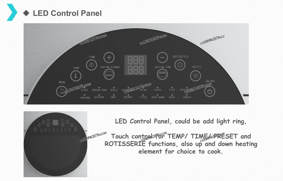 مقلاة هوائية ذكية متعددة الوظائف، مرئية دوارة #6