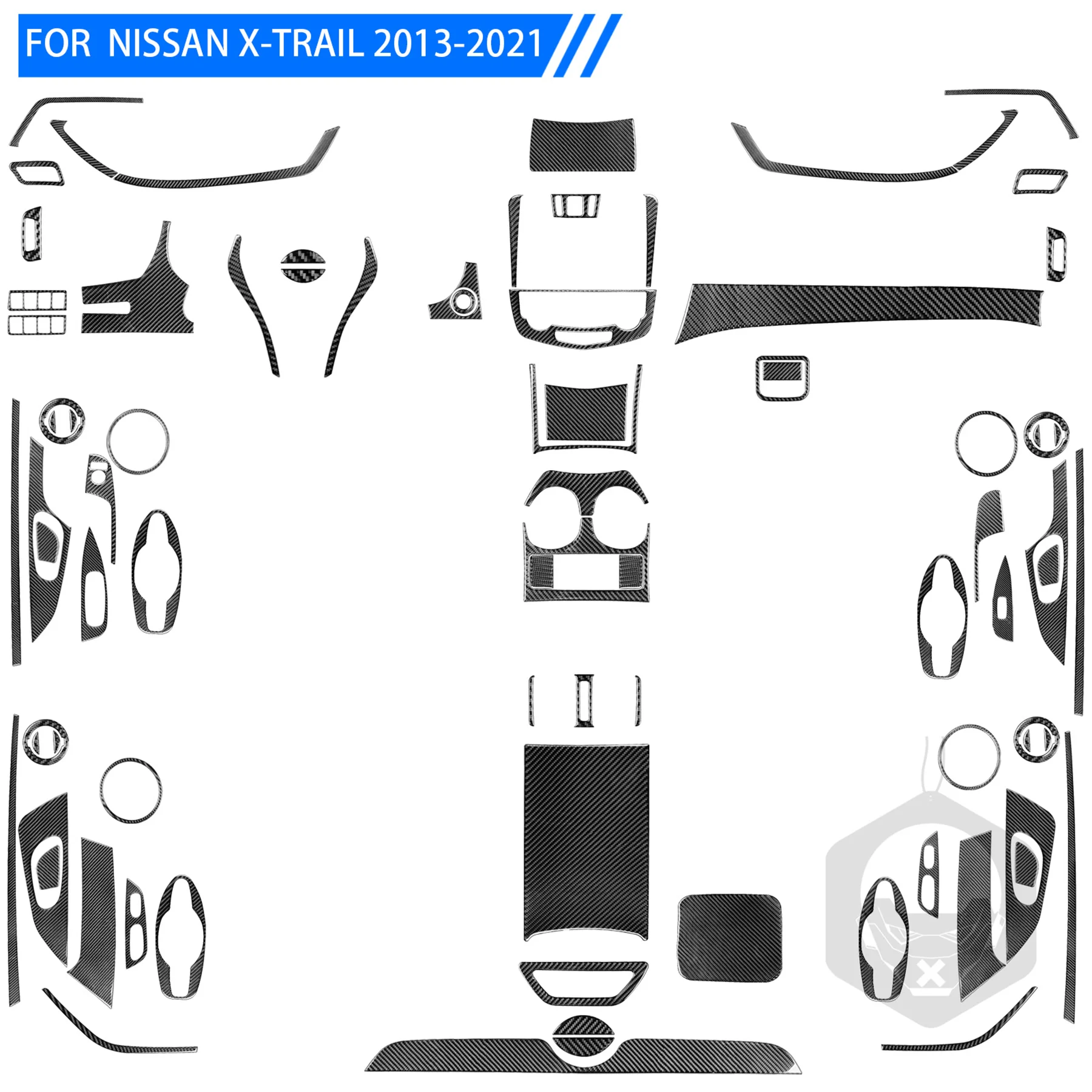 

Carbon Fiber Interior Car Door Instrument Cupholder Trim Sticker For Nissan X-Trail Rogue T32 2013-2021 Accessories