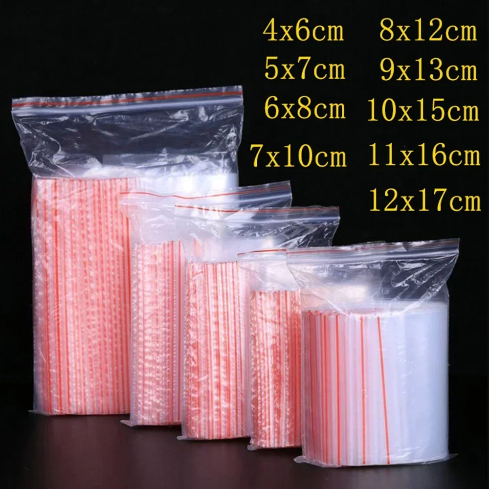 100/200 Stück wiederverschließbare Plastiktüten mit Reißverschluss, transparente Beutel, Vakuum-Aufbewahrungsbeutel, durchsichtige Beutel, Ziplock-Beutel zur Aufbewahrung von Lebensmitteln, Kunststoff – Detail 1