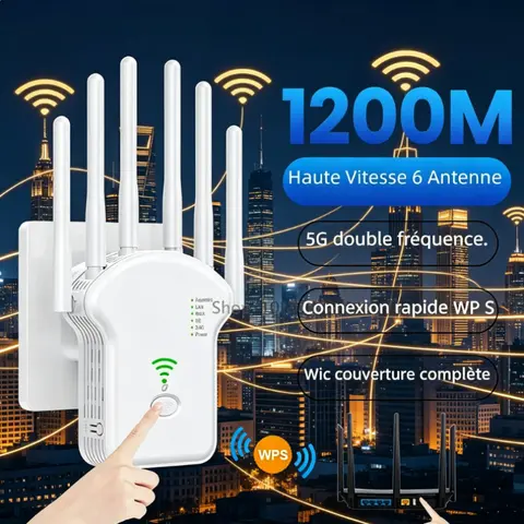 2026 NEW AC1200M 5G Dual Band WiFi Extender High Power Wireless Signal Amplifier Repeater for House Coverage