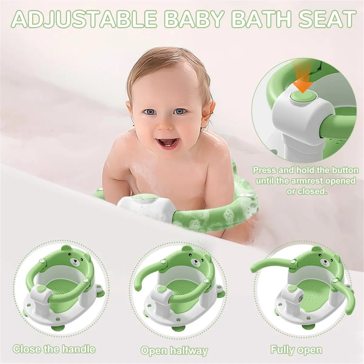 update. Baby Bath Seat for Babies 6 Months & Up, Non-Slip Toddler Bath Seats with 4 Suction Cups & Soft Cushion for Shower