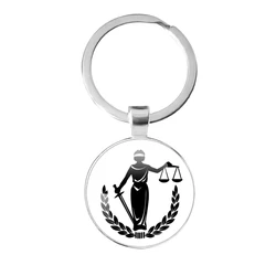 2023 Diy Lawyer Keychain 25mm Glass Justice  Keychains For Judge Hammer Key Holder Gift For Law Student