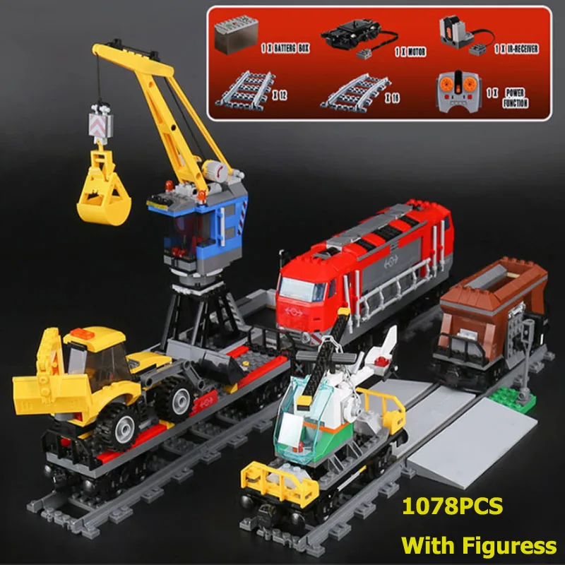 

Display City Heavy-Haul Freight Passenger Train MOC Model Building Blocks Bricks Birthday Gift For Kid Toys 60052 60098